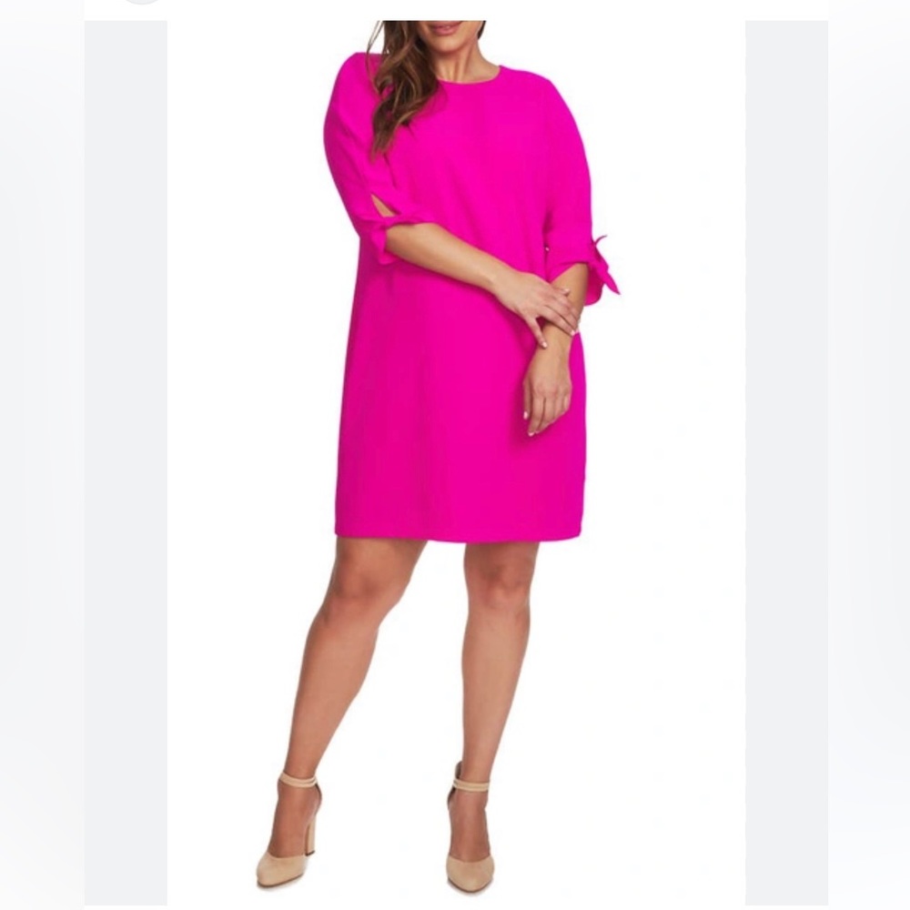 💗C&C California 💗Tie Sleeve Shift Dress In Hot Magenta Size 14